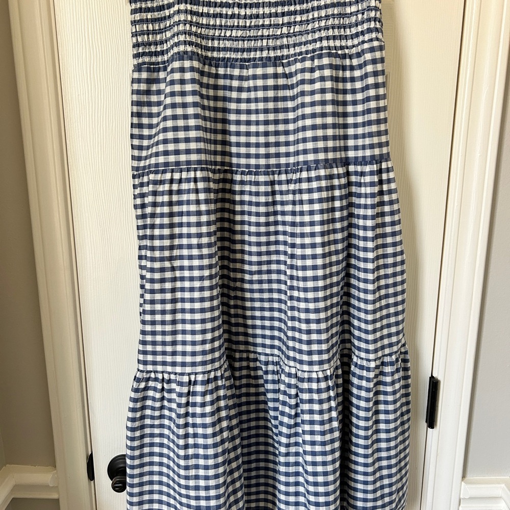 Universal Thread Blue and White Smocked Tiered Maxi Skirt - Picture 2 of 3
